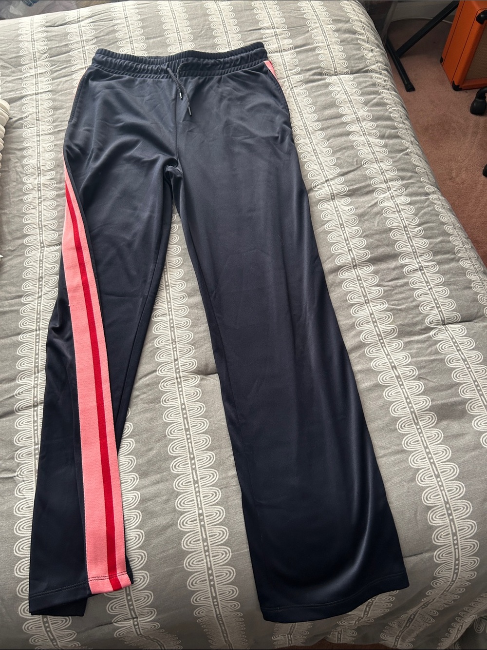 Topshop Black Track Pants with Pink Stripe